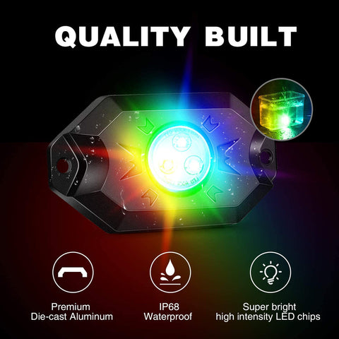 LED RGB Rock Lights Bluetooth Underglow Multicolor Neon (8 Pods)