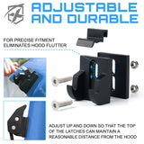 Xprite Black Aluminum Hood Latch Kit with U.S. Flag for 2007-2018 Jeep Wrangler JK & 2018+ Jeep Wrangler JL