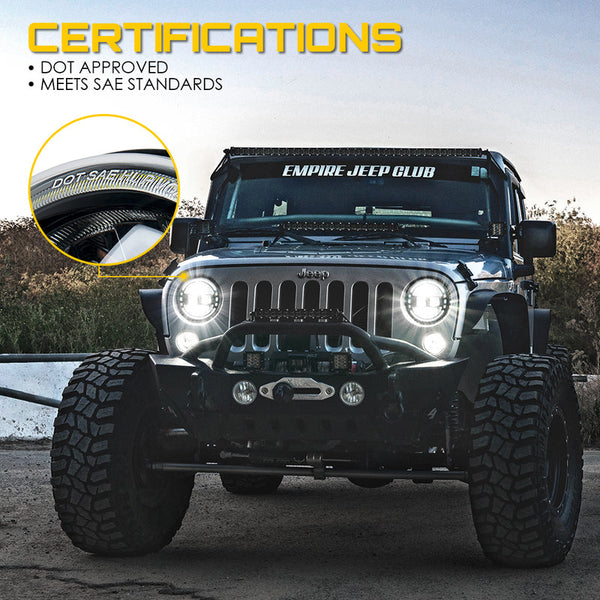 7" LED Halo Headlights For 2007-2018 Jeep Wrangler | Envision Series