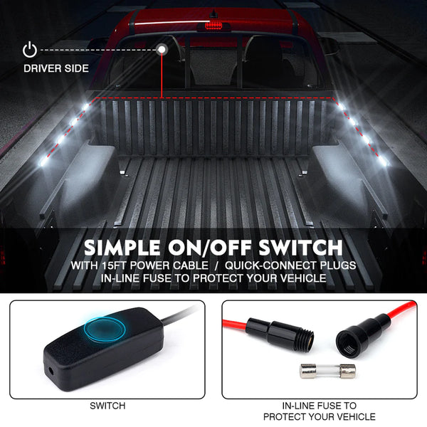 Focal Series Truck Bed Interior Exterior LED Light 8 Pod Set w/ Switch