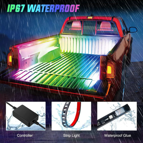 60 Inch 180Leds RGBIC APP RF Remote Control LED Bed Light Strip 2PCS