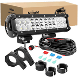 12" 72W Double Row Spot/Flood Led Light Bar | Horizontal Tube Clamp Mount | 12FT Wire 3Pin Switch