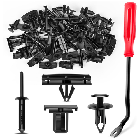 60 Pcs Fender Flare Rocker Moulding Clip Assortment 68039280-AA, 55156429-AA, 6503598, 6501559 Replacement for Jeep Wrangler Chrysler Ford GMC with 1 Fastener Remover