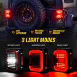 Xprite LED Tail Lights with Novel C Shaped Design, Smoke Lens Taillight with Running & Brake & Turn Signal & Reverse Light Compatible with Jeep Wrangler JK JKU 2007-2018, Built-in EMC, DOT Approved