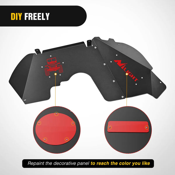 2018-2022 Jeep Wrangler JL JLU Front Inner Fender Liners Wheel Cover