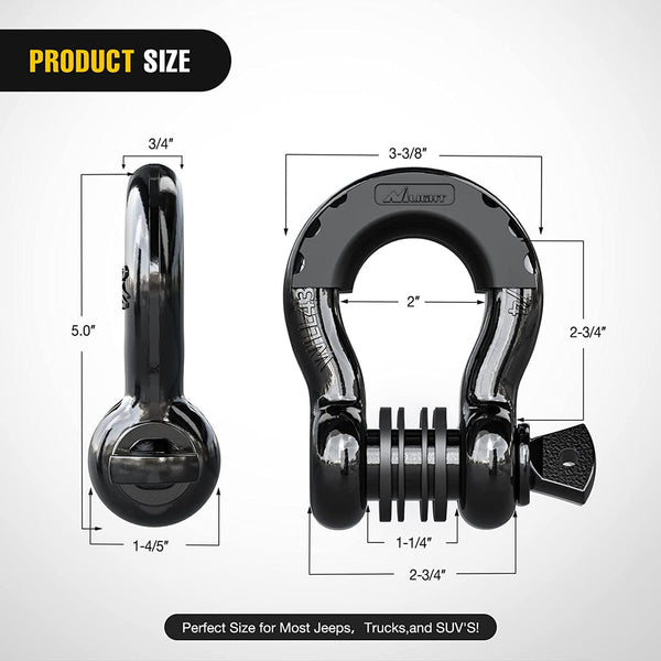 3/4 inch D-Ring Shackle Black (Pair)