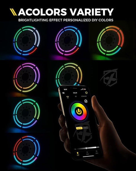 RGB Spare Tire Brake Light with Dual Control (RF & Bluetooth), Color-Changing 3rd LED Rear Wheel Lights, Dual Ring Third Tail Lamp Compatible with 2018-2025 Jeep Wrangler JL/JLU