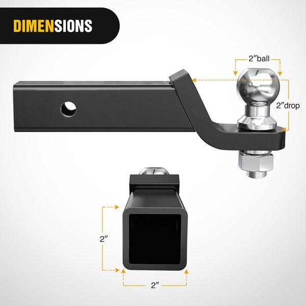 Hitch Ball Mount w/ 2" Ball Mount | 5/8" Hitch Pin Clip