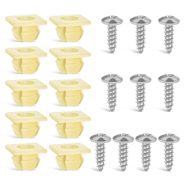 10 sets License Plate Screw Kit, Stainless Steel Screws with Nylon Nuts for Fastening Front and Back License Plates on Cars, SUVs, Trucks