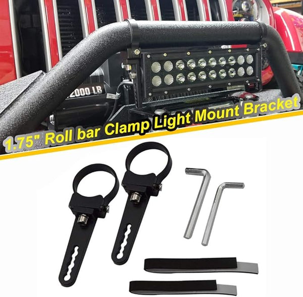 DaSen Adjustable 1.75" LED Light Roll Bar Tube Clamp Mount Brackets Compatible with Polaris RZR Maverick X3 Talon ATV UTV Truck