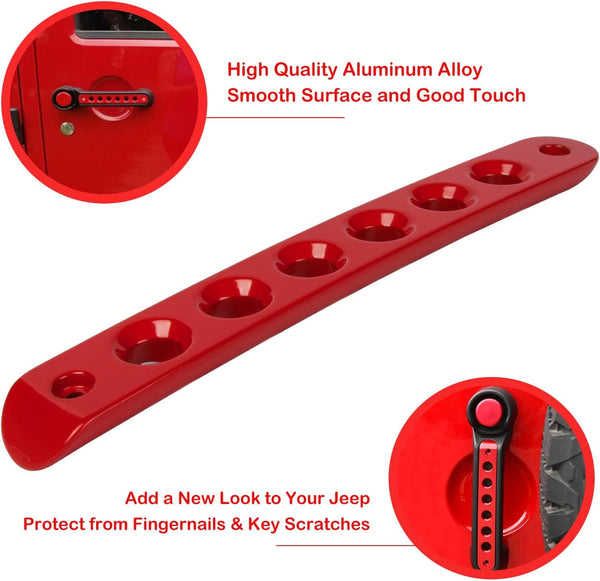 Side Door handle insert Grab Handle & Push Button Knobs Cover Trim Fit for Jeep Wrangler JK JKU 2007-2018(Red)