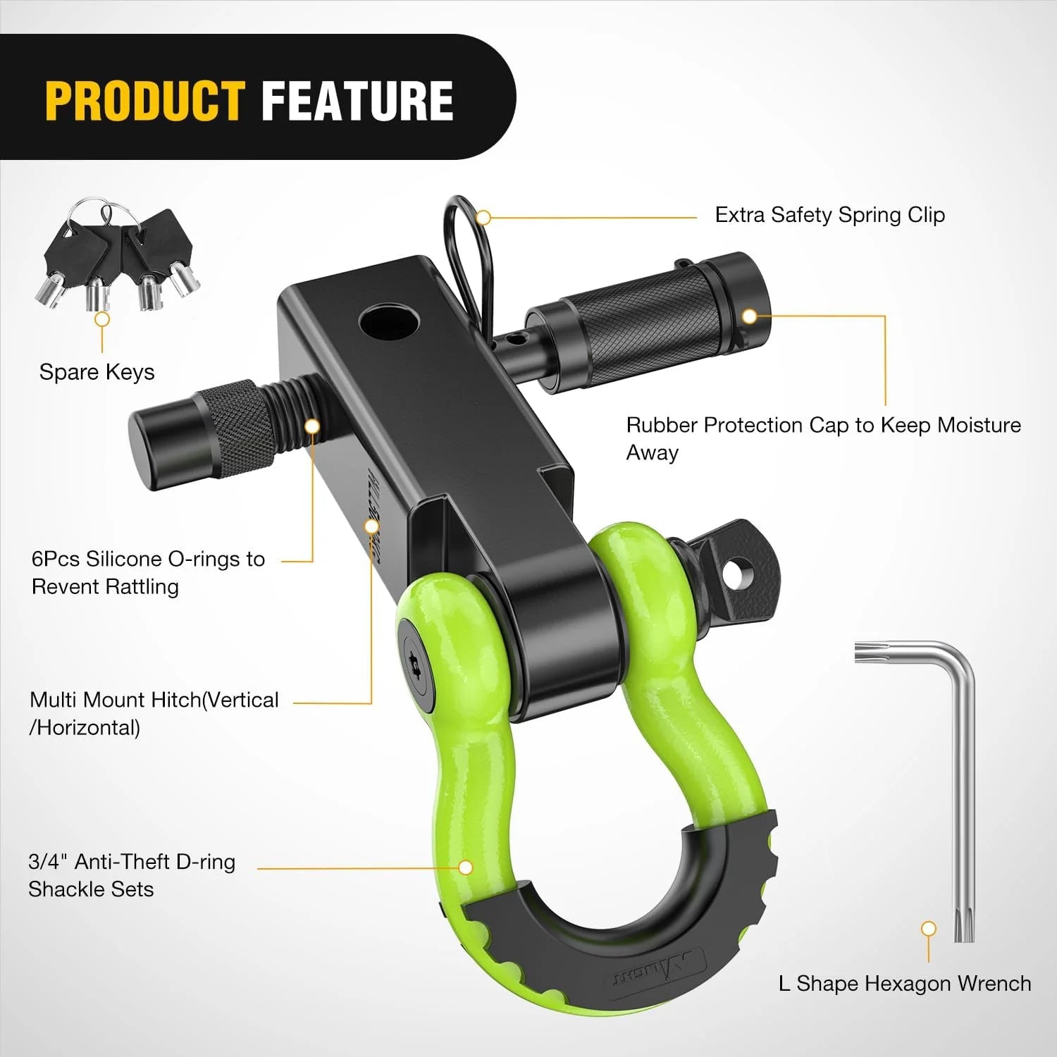 2 Inch Anti-Theft Shackle Hitch Receiver Set