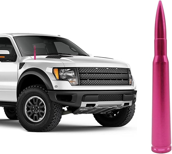 5.4" Car Bullet Antenna Car Radio Antenna for Universal Utility Aluminum Thick Short Replacement Antenna (Pink)