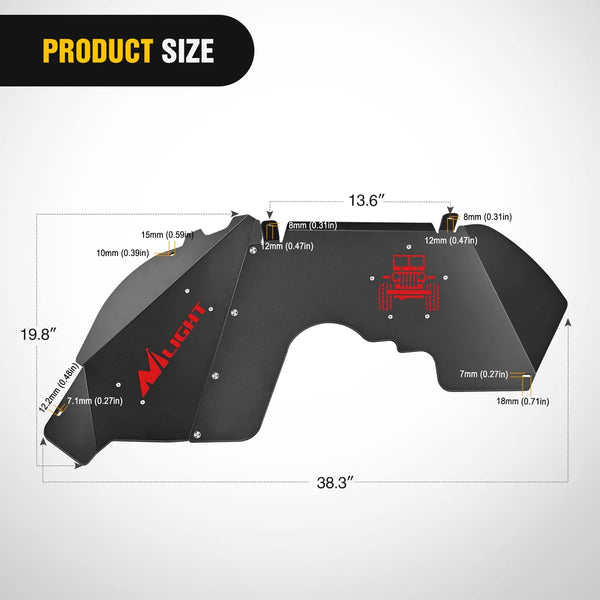 2018-2022 Jeep Wrangler JL JLU Front Inner Fender Liners Wheel Cover