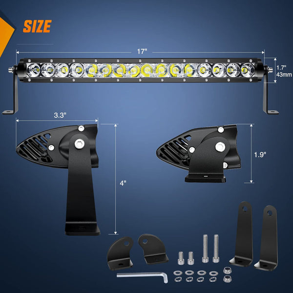 17" 80W 8000LM Slim Spot/Flood LED Light Bar
