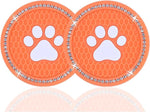 JUSTTOP 2PCS Bling Crystal Paw Car Cup Holder Coaster