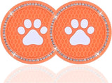 JUSTTOP 2PCS Bling Crystal Paw Car Cup Holder Coaster