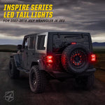 Xprite LED Tail Lights with Novel C Shaped Design, Smoke Lens Taillight with Running & Brake & Turn Signal & Reverse Light Compatible with Jeep Wrangler JK JKU 2007-2018, Built-in EMC, DOT Approved