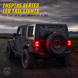 Xprite LED Tail Lights with Novel C Shaped Design, Smoke Lens Taillight with Running & Brake & Turn Signal & Reverse Light Compatible with Jeep Wrangler JK JKU 2007-2018, Built-in EMC, DOT Approved