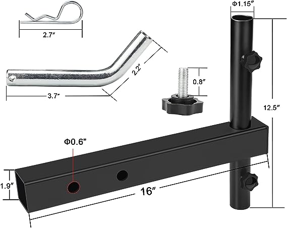 Hitch Mount Flagpole Holder, Denforste Flagpole Hitch Flag Pole with Anti-Wobble Screws, Flag Hitch Mount Universal for 2 inches Receiver, for Jeep, SUV, RV, Pickup, Truck, Camper, Trailer