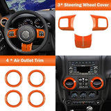 Opall Full Set Interior Decoration Trim Kit Steering Wheel& Center Console Air Outlet Trim, Door Handle Cover Inner For Jeep Wrangler JK JKU 2011-2017 2 Door &4 Door