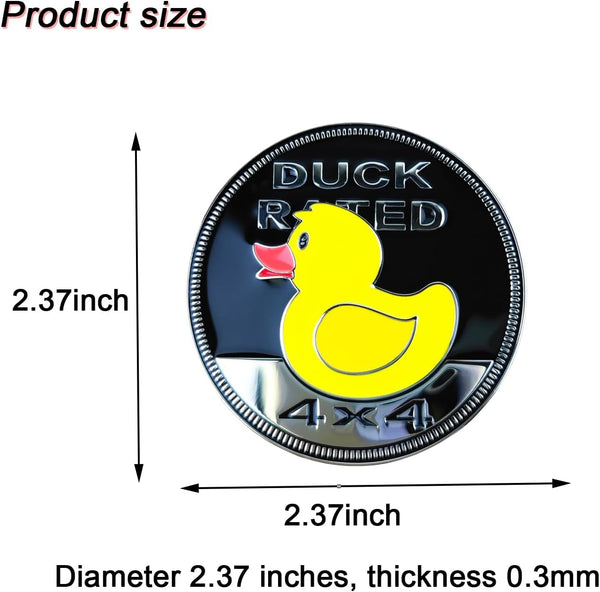 Duck Badge, Duck Rated Car Emblem 4 x 4, Metal Automotive Badge 3D, Metal Emblems Round Emblem Decals, Car Badge Compatible with Vehicles Trucks SUV Decorations, Stick it Anywhere