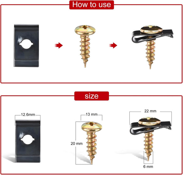 170 Pcs Car U-Clip Screw Assortment Kit