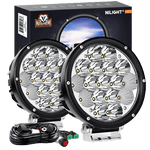 7" 85W 10200LM Round Spot/Flood Built-in EMC LED Work Lights (Pair) | 14AWG DT Wire