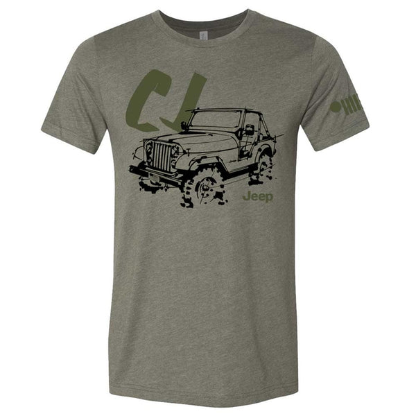 Mens Jeep® Cj - Ldd Series - Triblend Military Green T-Shirt