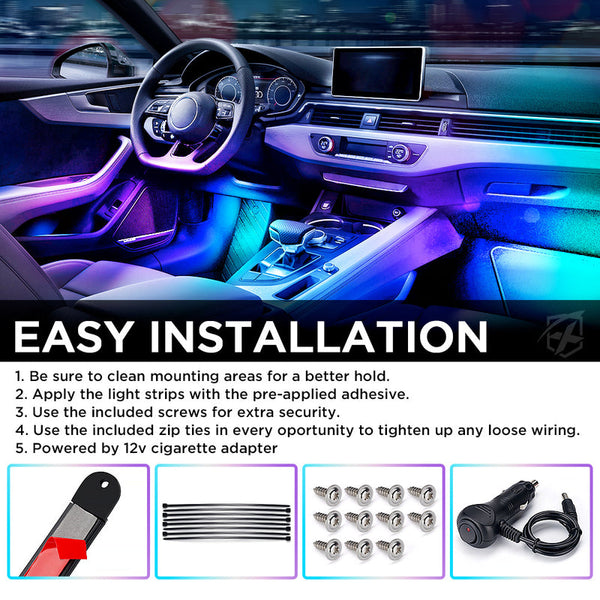 4PC Celestial Dream Series RGB LED Interior Car Light Set - Bluetooth and Remote Control