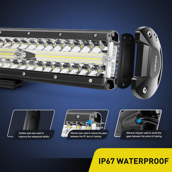 12" 300W Triple Row Spot/Flood Led Light Bar Kit | 4" 60W Led Pods (Pair)