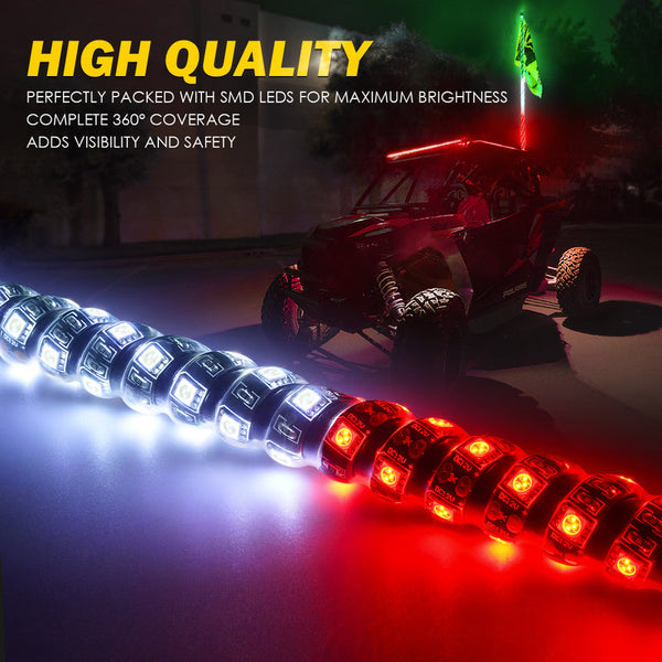 Spiral Static LED Whip Light with Mexico Eagle Flag