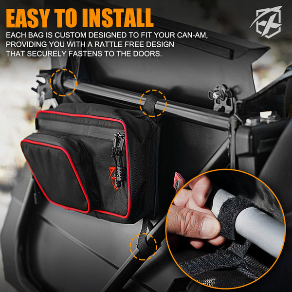 Rear Side Door Storage Bags for 2017-2020 Can-Am Maverick X3 Max XRS XDS Turbo R