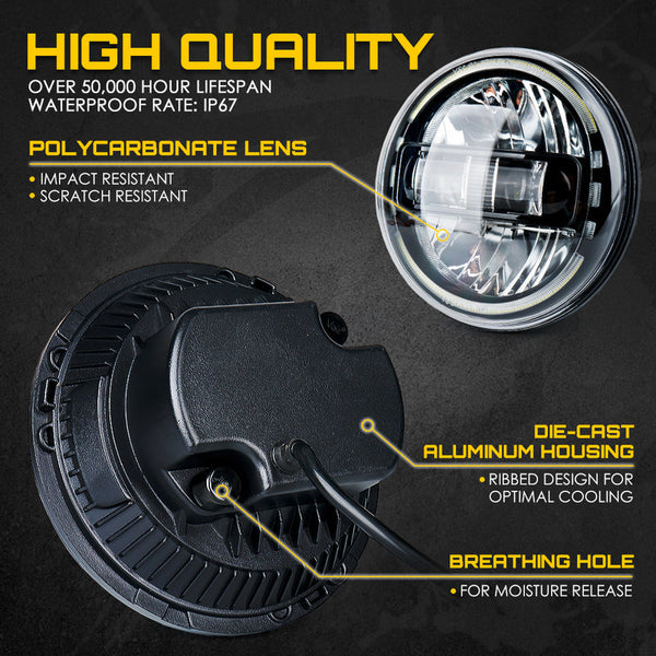 7" LED Halo Headlights For 2007-2018 Jeep Wrangler | Envision Series