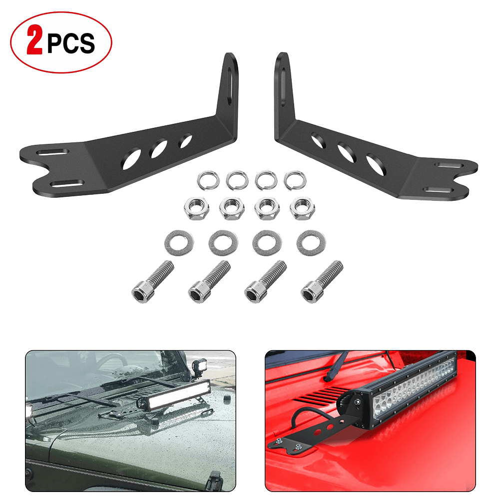 20” Light Bar Hood Mount Bracket For Jeep Wrangler JK 2007-2018 (Pair)
