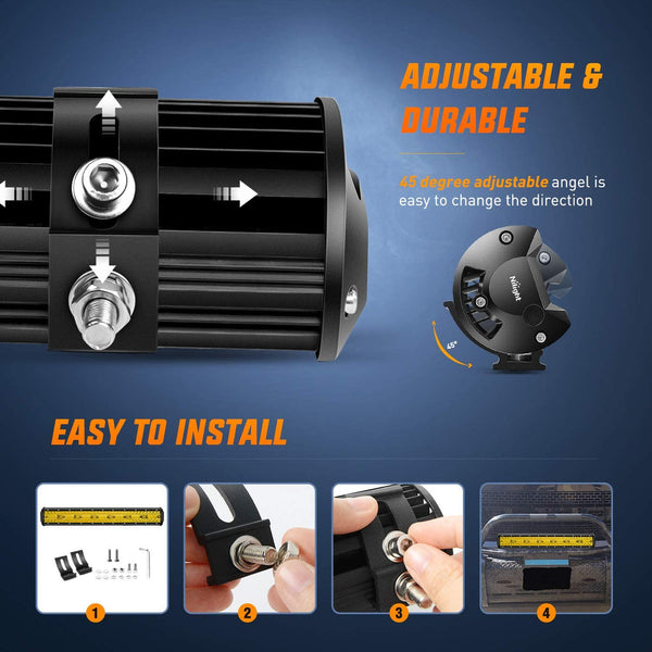 20" 420W 42000LM Triple Row Amber Spot/Flood LED Light Bar