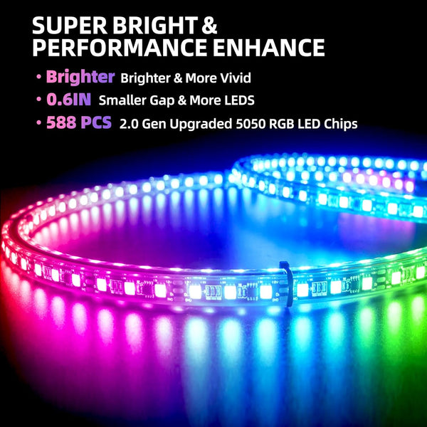 4PCS 14" Double Sided RGB LED Wheel Ring Lights with APP & Remote Control, 178+DIY Dynamic Modes w/Turn Signal Braking and Reverse Function Wheel Lights for Trucks Pickups Cars Offroad