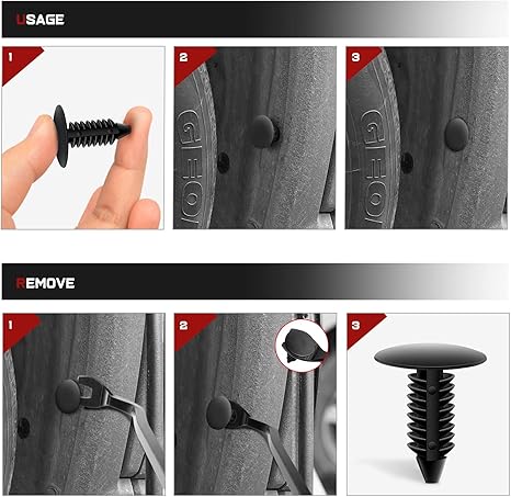100PCS Bumper Rivet Fender Clips for GM 1605396,1595864 for Chrysler 6030441 for Ford 388577S 7.5mm Hole,2 Years Warranty