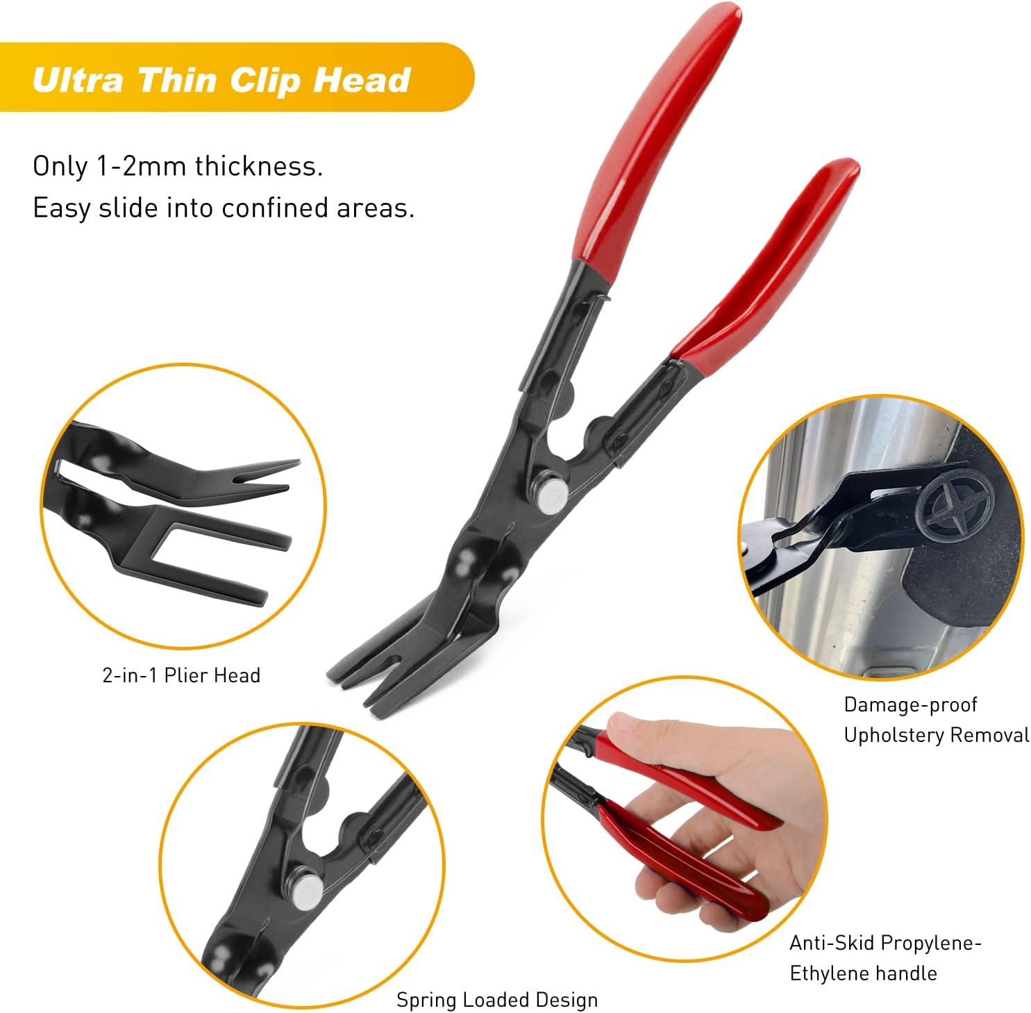 19Pcs Auto Trim Removal Tool Set, Nylon Car Trim Panel Radio Audio Stereo Removal Tool Kit, Clip Plier Upholstery Remover Tool Set with Portable Storage Bag, 2 Years Warranty