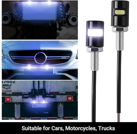 License Plate Light 12v LED License Plate Light Bright Aluminium Tag Lights Screw Bolt Lamp for Car Truck Motorcycle Bike RV ATV