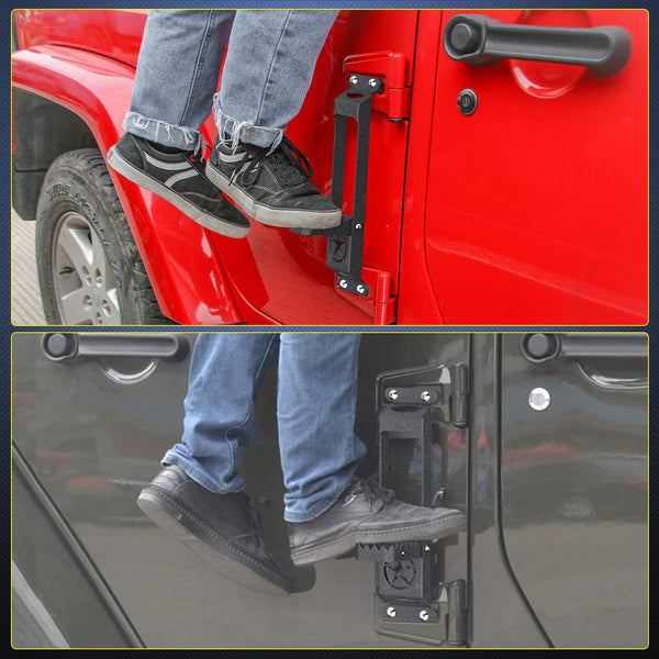 Door Hinge Steps For 2007-2017 Jeep Wrangler JK JKU & 2018-2020 Jeep Wrangler JL JKU (Pair)