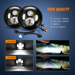 2PCS 7 Inch LED Headlight with 2PCS 4 Inch LED Fog Light for Jeep Wrangler 97-17 JK LJ CJ, 2 Years Warranty