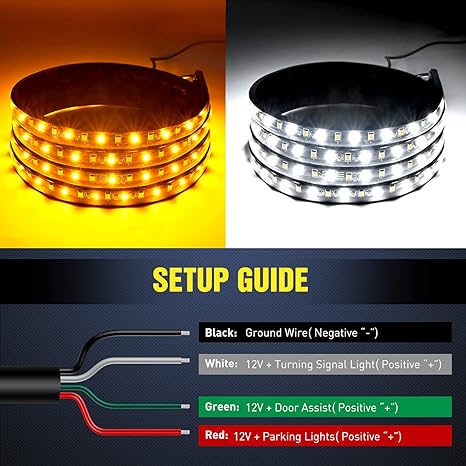 Truck Running Board Lights 2PCS 60 Inch LED Side Maker White Courtesy Light & Sequential Amber Turn Signal Lighting Strips Kit for Trucks Pickup SUV