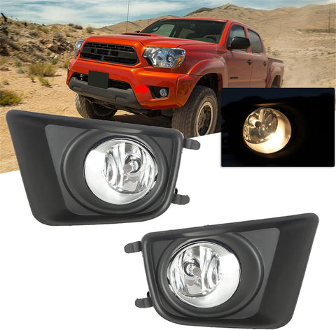 2Pcs Fog Lights Assembly Replacement for Tacoma 2012-2015 Clear Lens with Bulbs Driving Fog Lights Lamps Left+Right Side