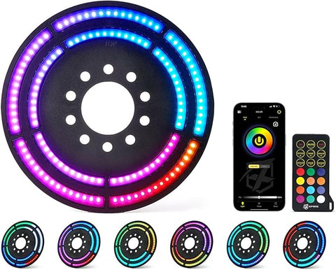 RGB Spare Tire Brake Light with Dual Control (RF & Bluetooth), Color-Changing 3rd LED Rear Wheel Lights, Dual Ring Third Tail Lamp Compatible with 2018-2025 Jeep Wrangler JL/JLU