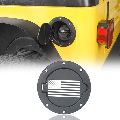 for Jeep TJ Gas Cap Fuel Tank Cover w/Flag Logo for 1997-2006 Jeep Wrangler TJ & TJ Unlimited
