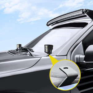 Ditch Light Bracket Hood Mount Brackets for Front A-Pillar Auxiliary Offroad LED Pod Light Work Lights on F150 Raptor 2017-2023 F-150 2015-2023