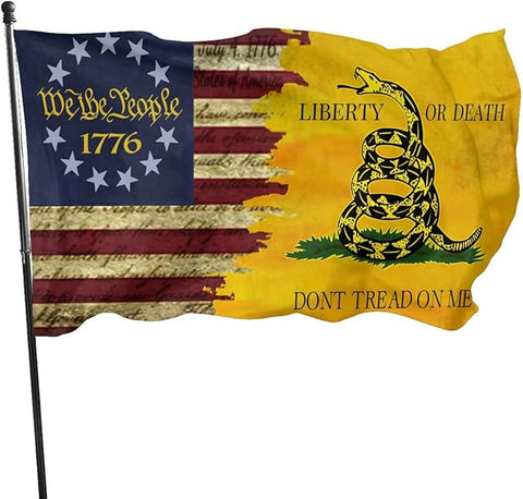 Dont Tread On Me Flag 1776 Flag 3x5 Ft We The People Retro American Flag Polyester Double Sided Mirror Printing Outdoor House Patriotic Banner Decorate