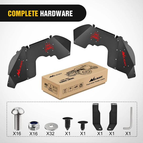 2018-2022 Jeep Wrangler JL JLU Front Inner Fender Liners Wheel Cover