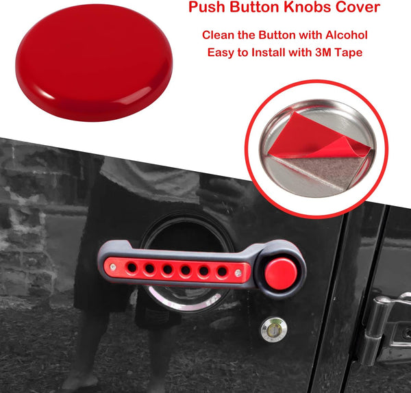 Side Door handle insert Grab Handle & Push Button Knobs Cover Trim Fit for Jeep Wrangler JK JKU 2007-2018(Red)
